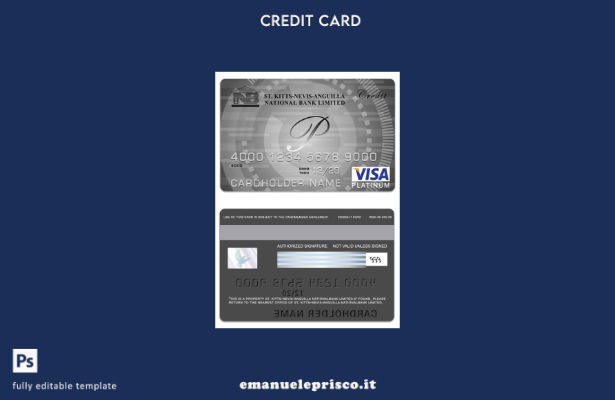 modello di carta platino visto Saint Kitts e Nevis National Bank Limited in stil
